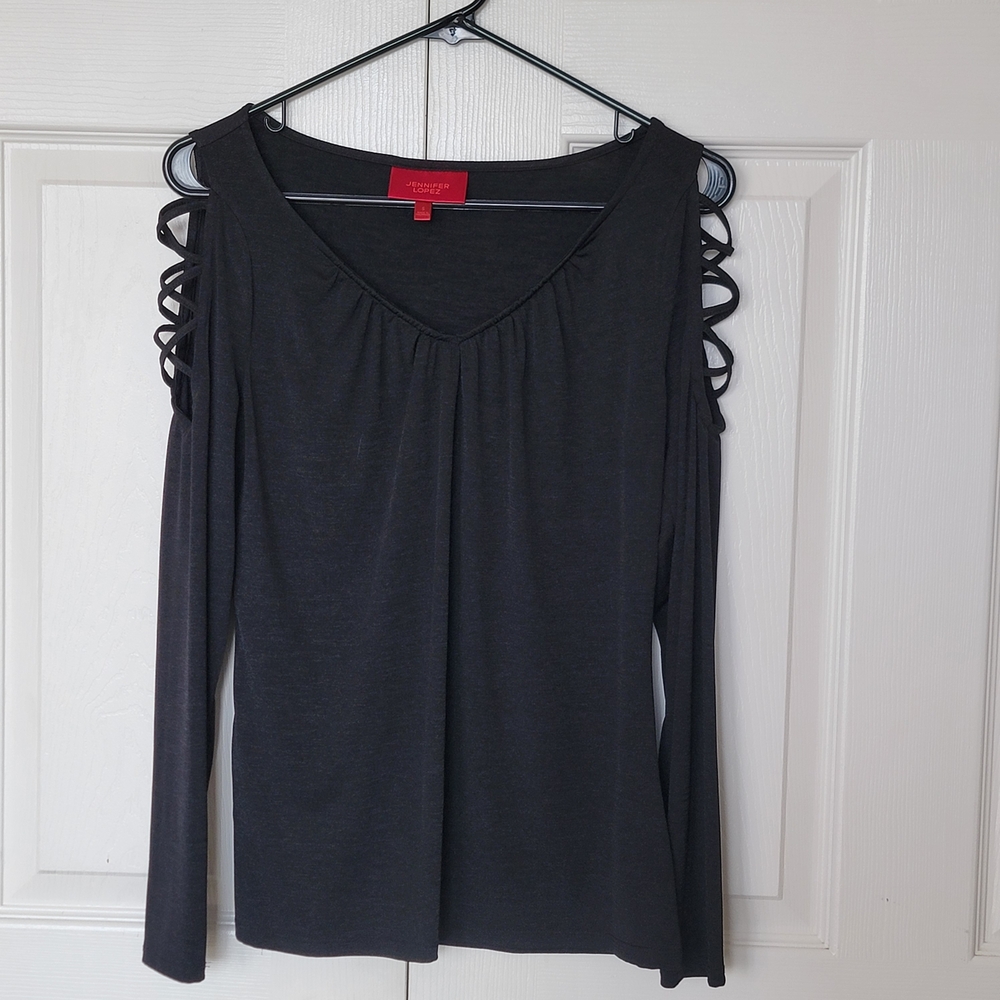 Black Women's Top with Cut-Out Sleeves